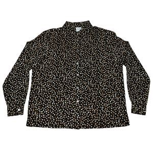 Vintage black/brown fall leaf button blouse shirt top size 14 large whimsy boho